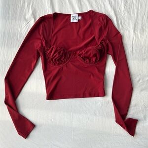 Princess Polly Burgundy Long Sleeve Top